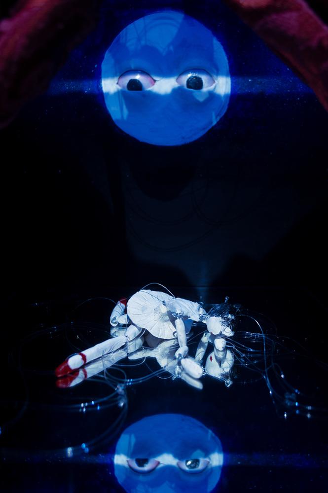 Na young Yi. Not Under My Watch. Sculpture (Wood, LED Bulbs, Fabric, Mirror, Air Dry Clay, and Wire), 11.75” x 15.5” x 9.5”, 2021