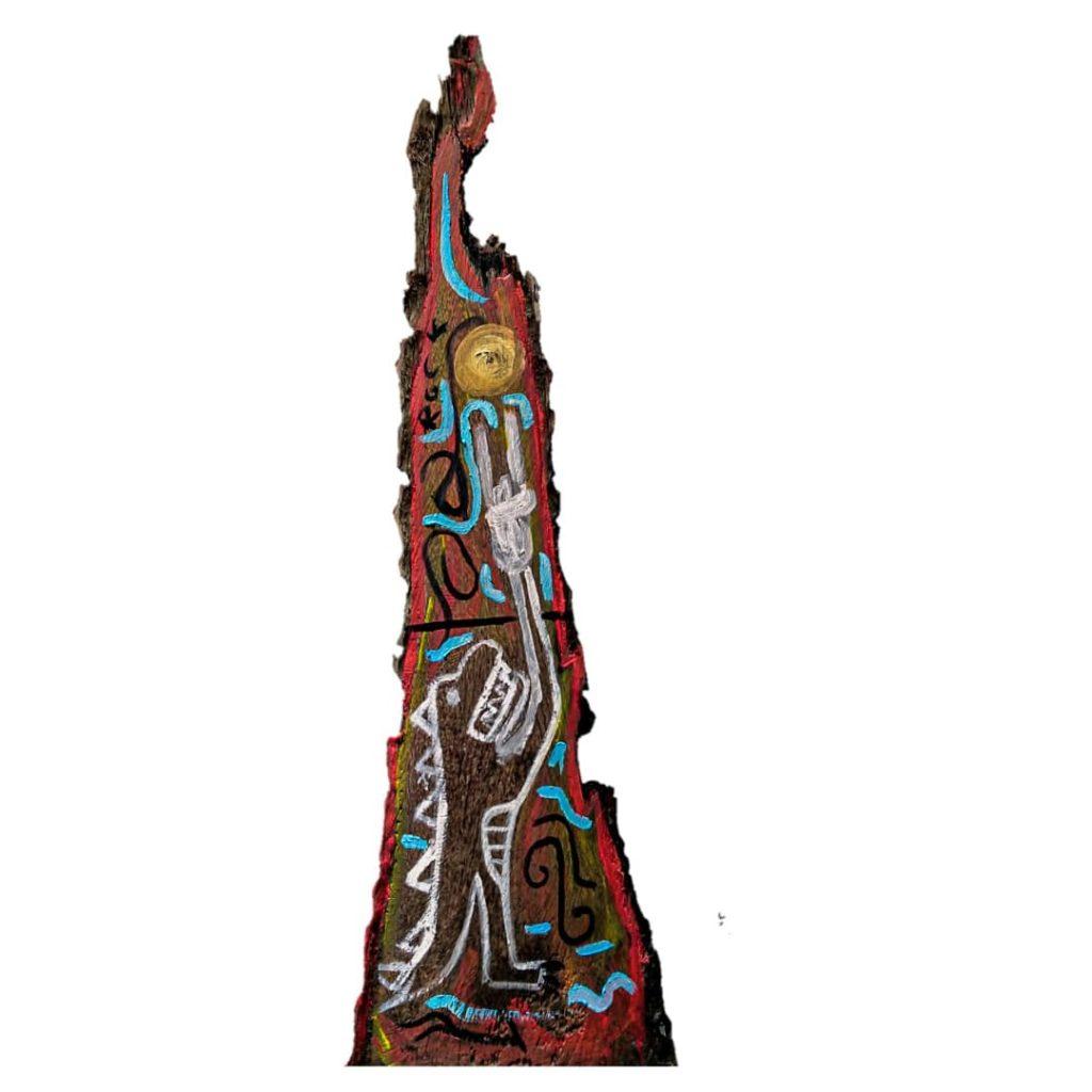 Muaz Giras_Dino Rock to The Moon_Acrilyc on Woods_115x35cm_2022