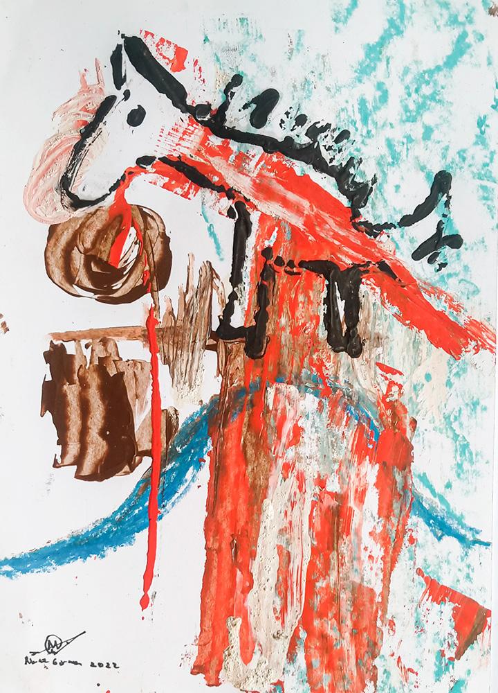 Muaz Giras_Eat The Sun_Acrilyc on Paper_15x20cm_2022