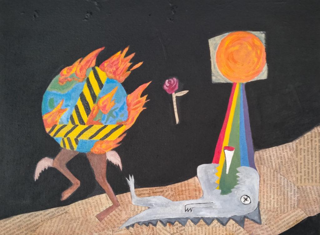 Muaz Giras_Let The World Go On_Mix Media on Canvas_40x50cm_2022