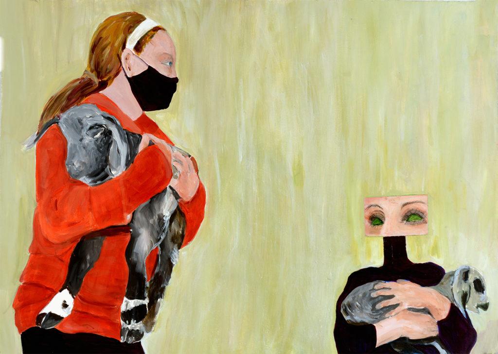 Tatana Kellner. New love, acrylic on paper, 30" x 50", 2022