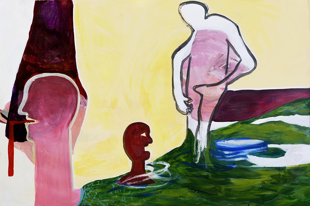 Tatana Kellner. Talking back, acrylic on paper, 26" x 40", 2022