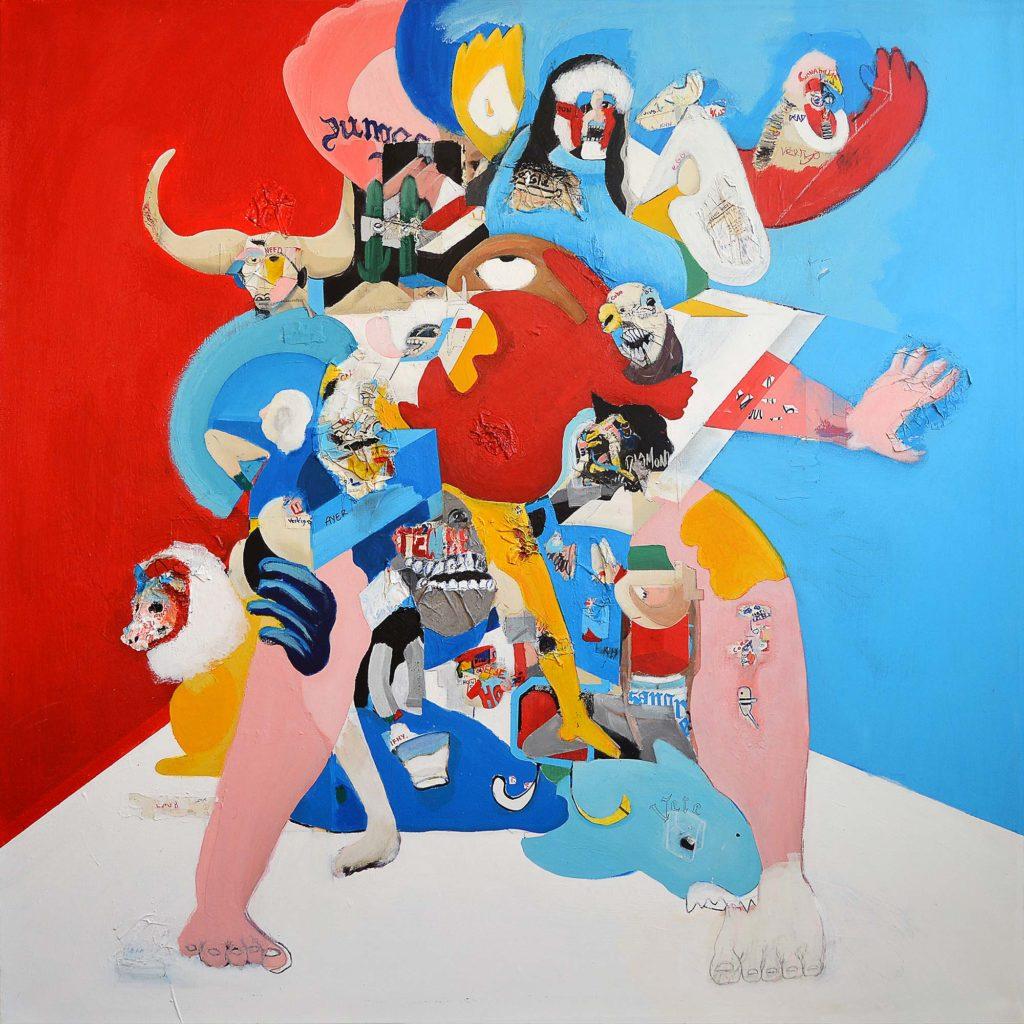 Edgar Moza Of Colors and Aches I, mixed media on canvas, 48"x48", 2021