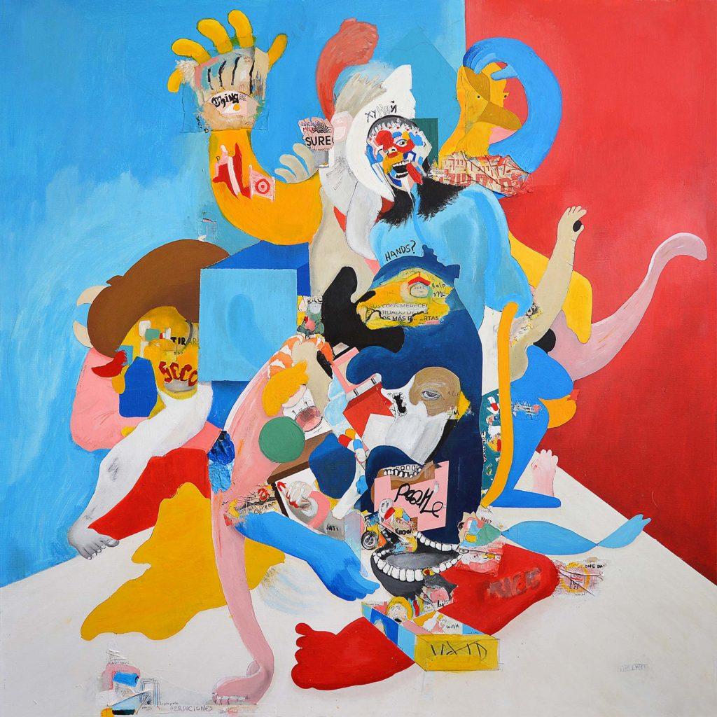 Edgar Moza Of Colors and Aches III, mixed media on canvas, 48"x48", 2021