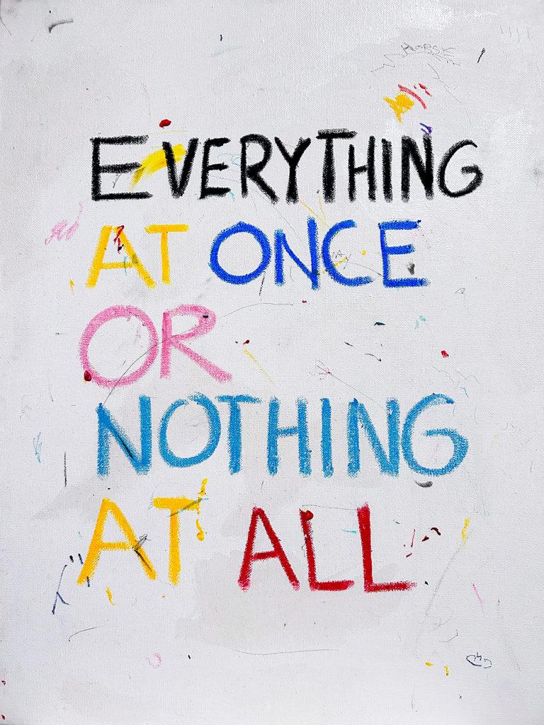 Edgar Moza Everything everywhere, mixed media on canvas, 16"x20", 2022
