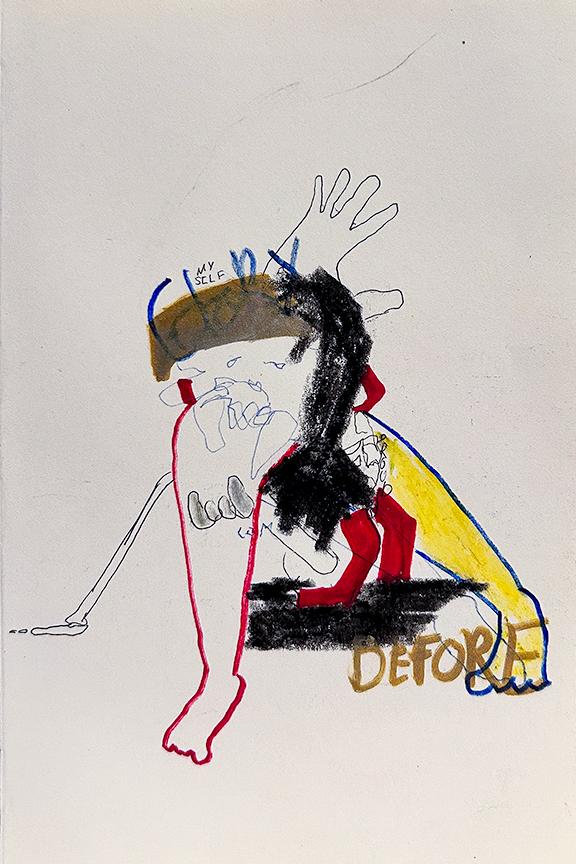 Edgar Moza Untitled, mixed media on paper, 4"x6", 2021