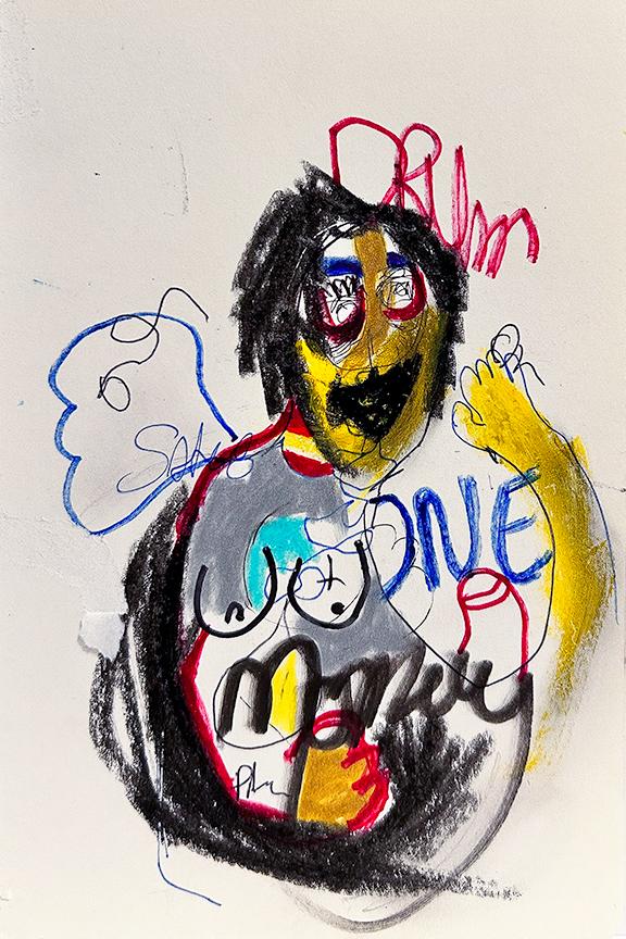 Edgar Moza Untitled, mixed media on paper, 4"x6", 2021